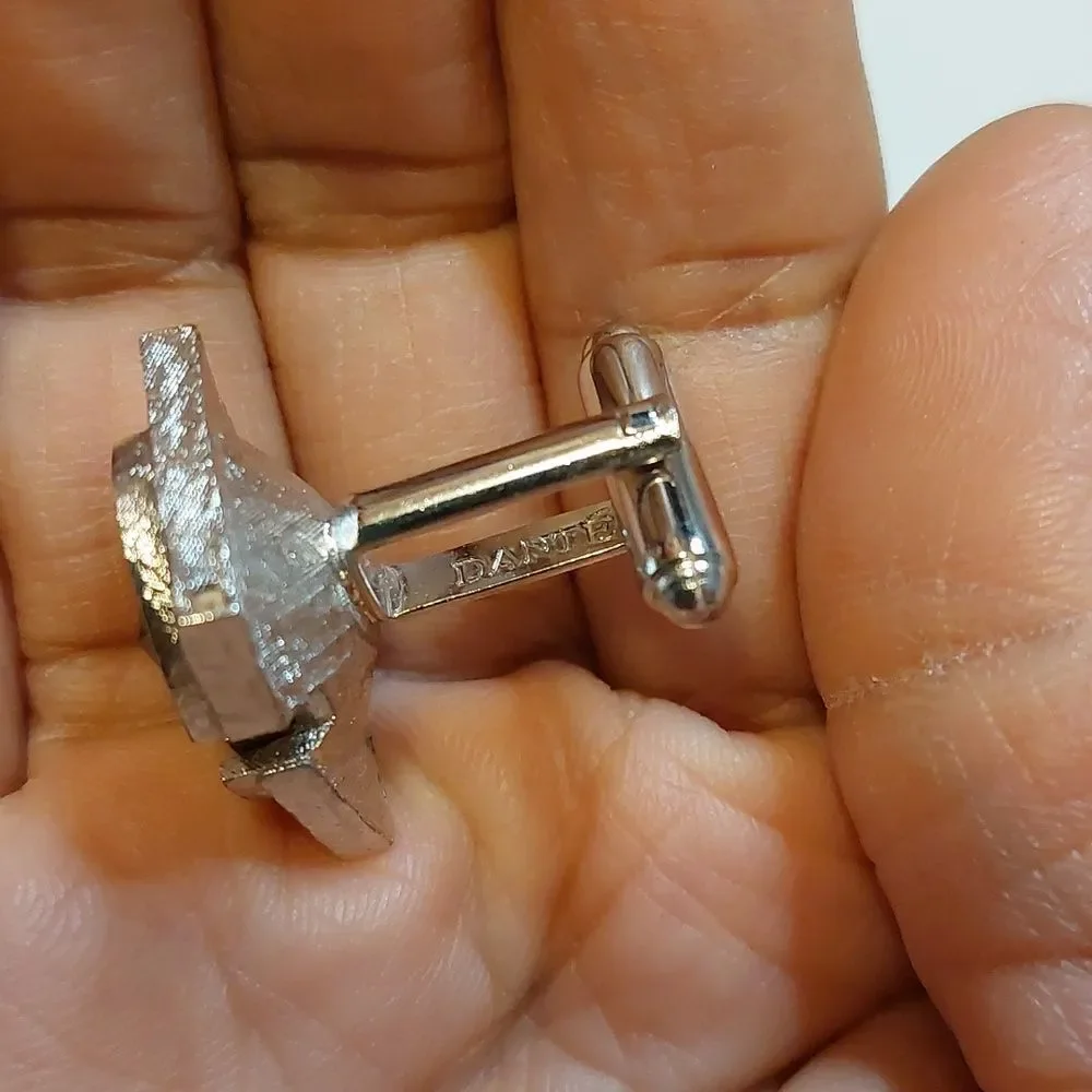 Vintage Dante Blue Rivoli Crystal Silver Tone Cufflinks